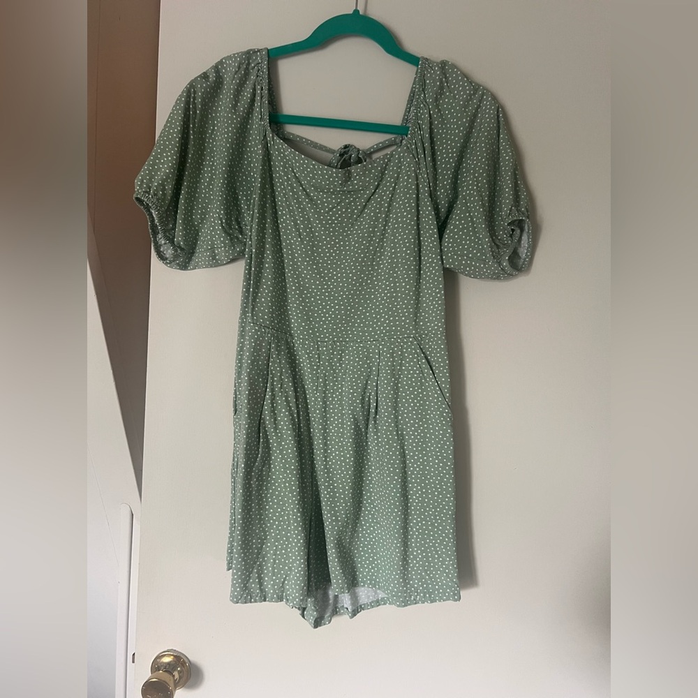 Loft Green Polka Dot Romper